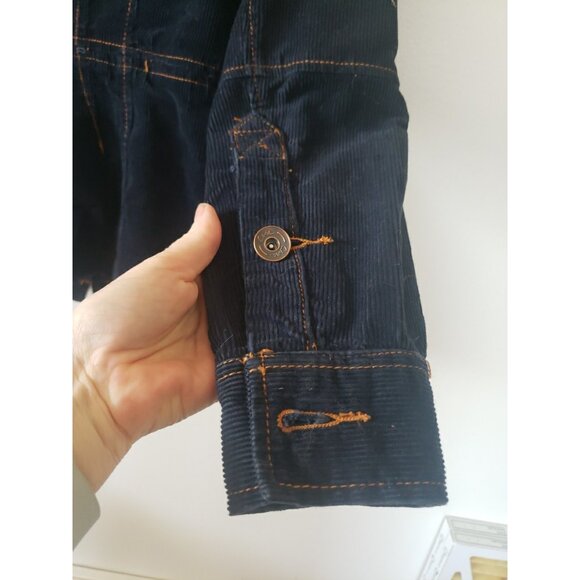 Chiqle Corduroy Jacket  Patches Blue Size L Boho Y2K Military Epaulets Pockets - Picture 7 of 10